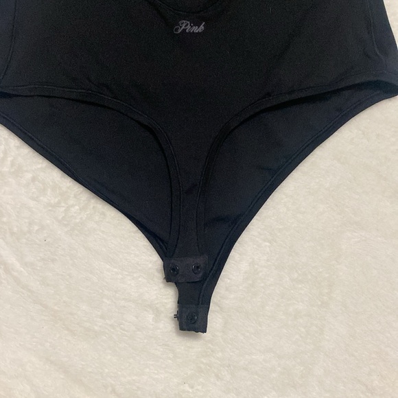 VS Pink Large thong body suit in black. High neckline with cutout back. NWOT - Picture 5 of 6